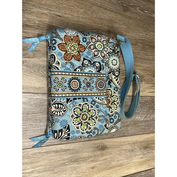 Vera Bradley Tablet Quilted Book Computer Bag Hard Shell Case Java Blue Brown - Picture 9 of 9